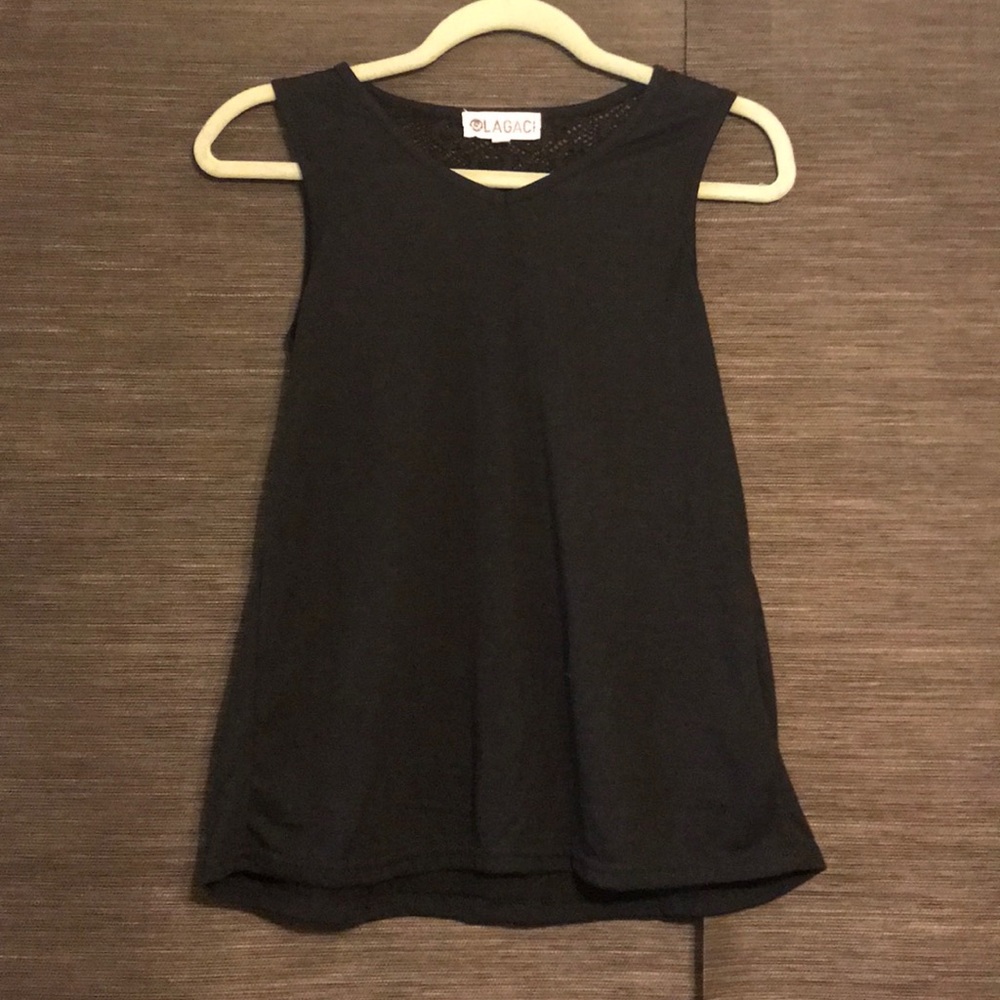Black tank with pattern on the back